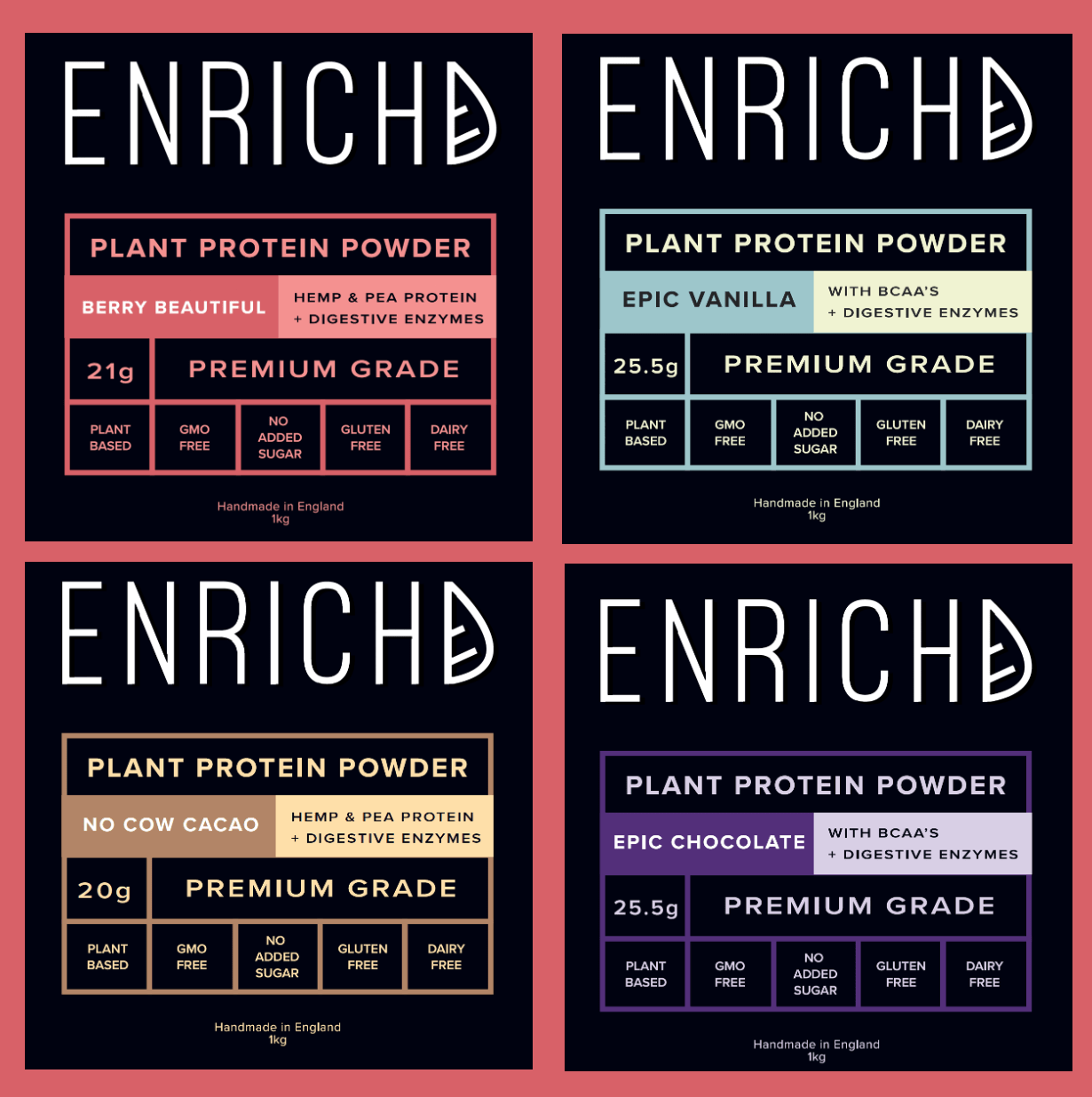 Vegan Protein Sample Pack - 4 Samples Vegan Protein Samples | 4 x 30g | ENRICHD Superfoods