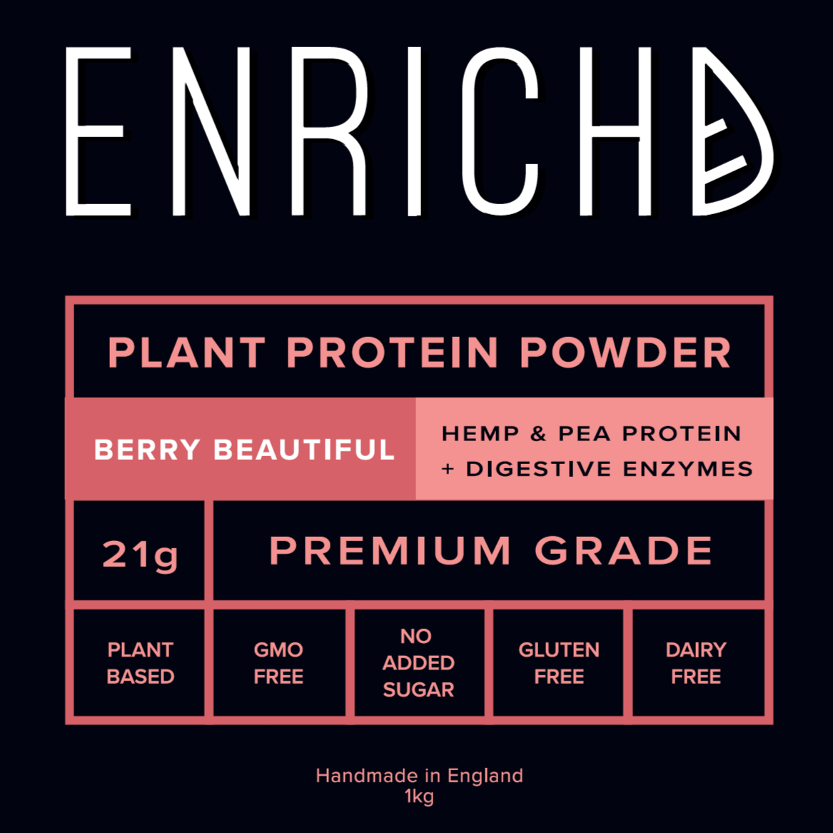 ENRICHD SUPERFOODS,  Protein, BERRY PROTEIN Powder,  Plant Based, Vegan, gluten free, dairy free, gmo free, protein powder