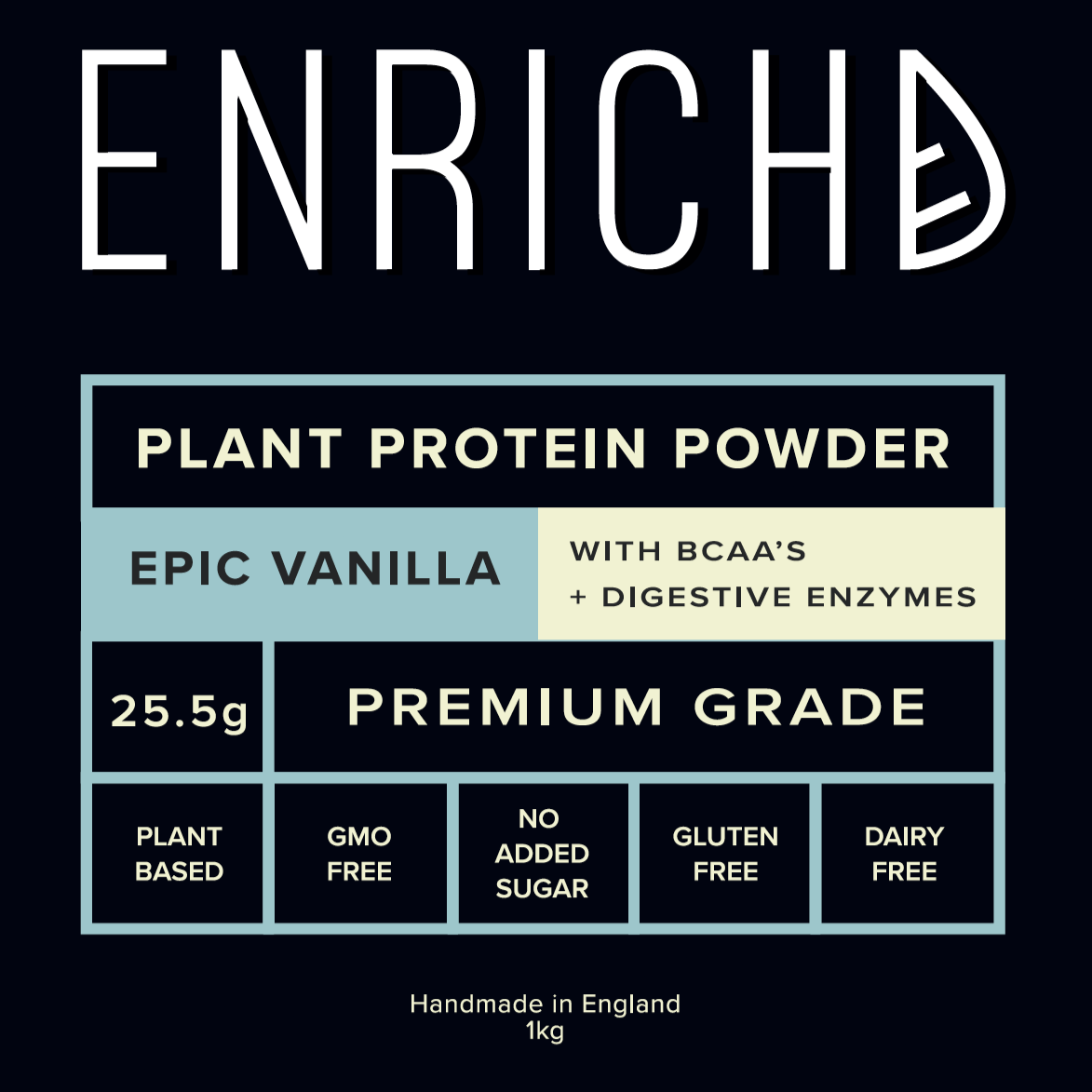 ENRICHD SUPERFOODS, Protein, EPIC VANILLA Protein Powder , BCAA's, Plant Based, Vegan, gluten free, dairy free, gmo free, protein powder