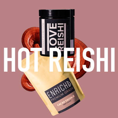 Medicinal Mushrooms HOT REISHI 6 WEEKS SUPPLY Hot Reishi Combo: Raw Cacao + Reishi Mushroom Powder Reishi Mushroom Powder & Raw Cacao | Hot Chocolate Combo | ENRICHD