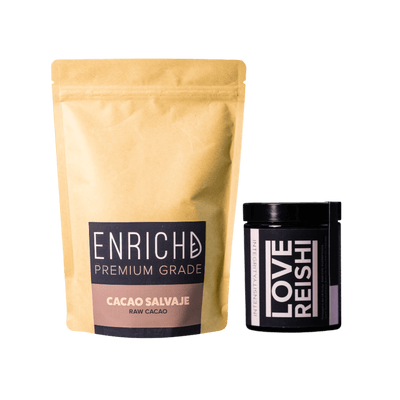 Medicinal Mushrooms HOT REISHI 6 WEEKS SUPPLY Hot Reishi Combo: Raw Cacao + Reishi Mushroom Powder Reishi Mushroom Powder & Raw Cacao | Hot Chocolate Combo | ENRICHD