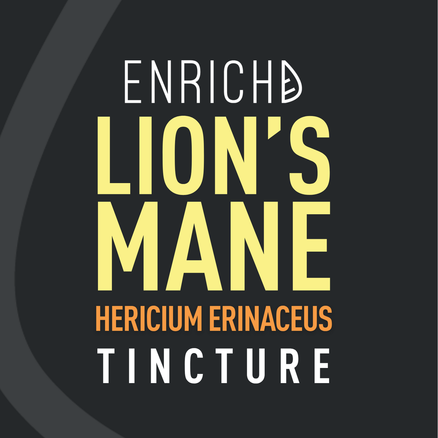 ENRICHD Lion's Mane mushroom tincture bottle and label, 50ml