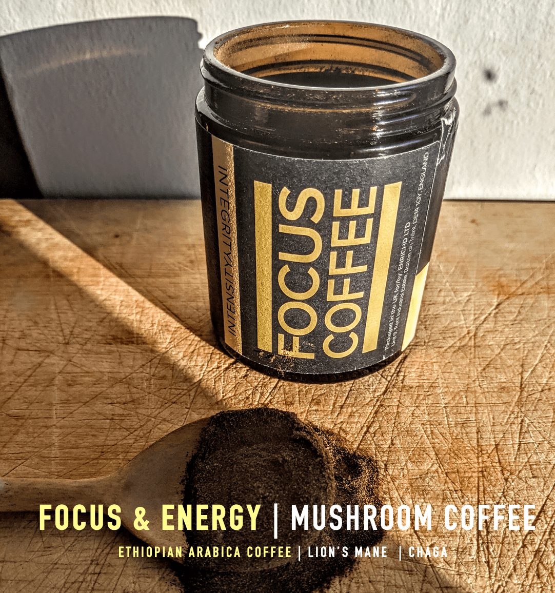 NEW Mushroom Coffee // Focus Coffee with Lions Mane and Chaga // 70g Focus Coffee | 70g Mushroom Coffee with Lions Mane and Chaga | ENRICHD