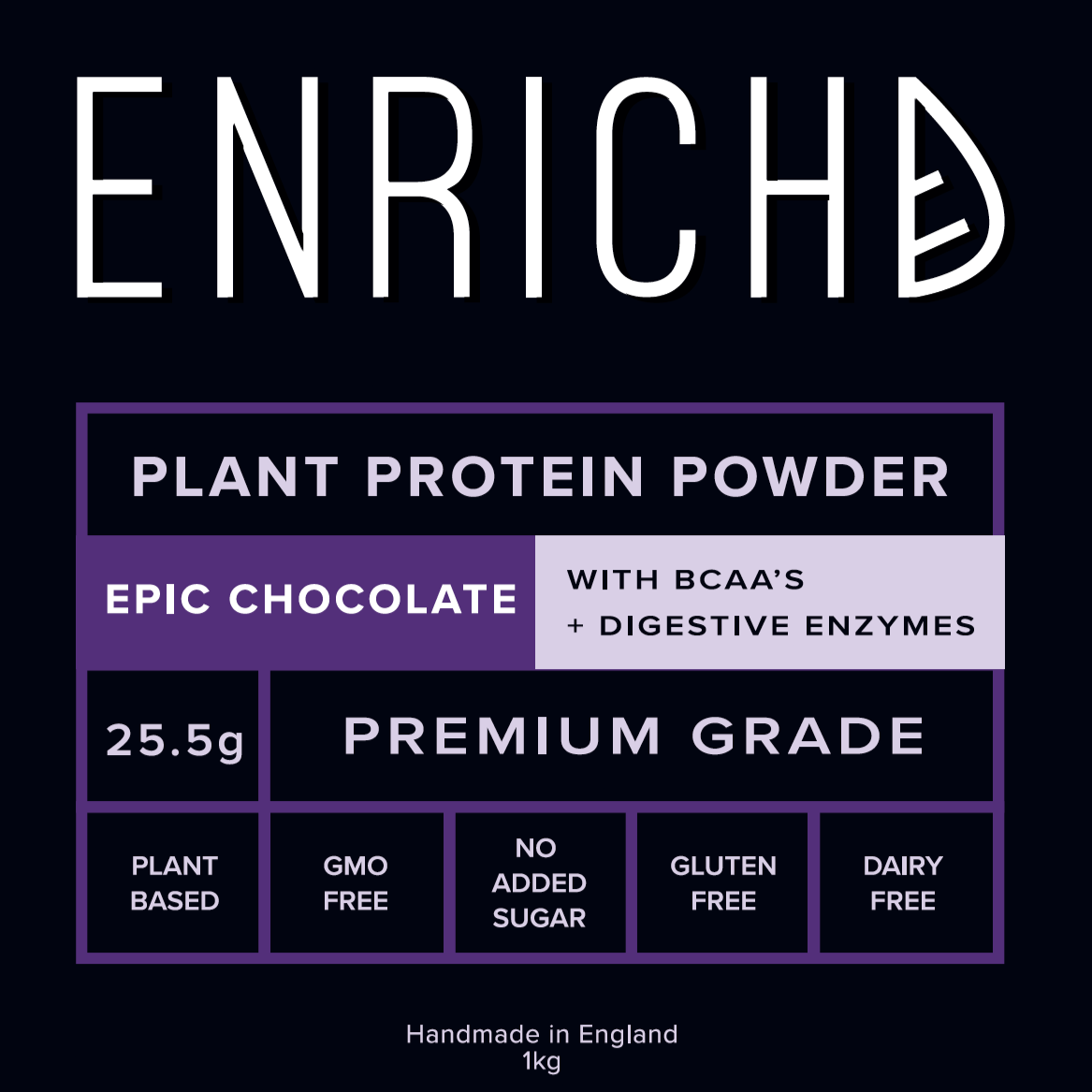 ENRICHD SUPERFOODS Protein EPIC CHOCOLATE Protein Powder (BCAA's) Plant Based & Vegan