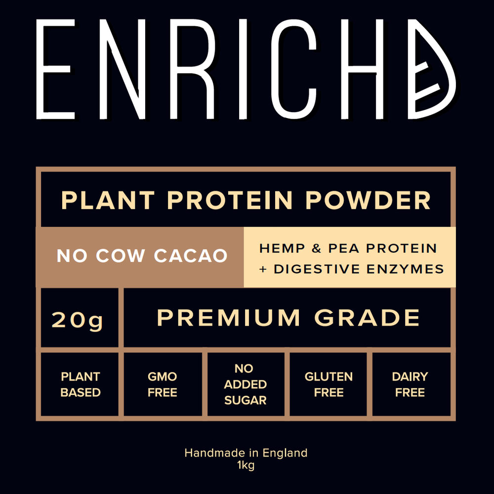 ENRICHD SUPERFOODS, Protein, CACAO PROTEIN Powder, hemp, pea protein, Plant Based, Vegan, gluten free, dairy free, gmo free, protein powder