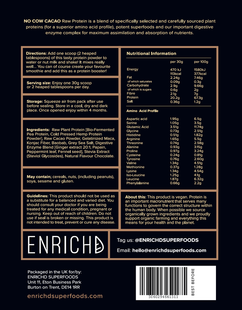 
                  
                    ENRICHD SUPERFOODS Protein CACAO PROTEIN Powder (Plant Based & Vegan)
                  
                