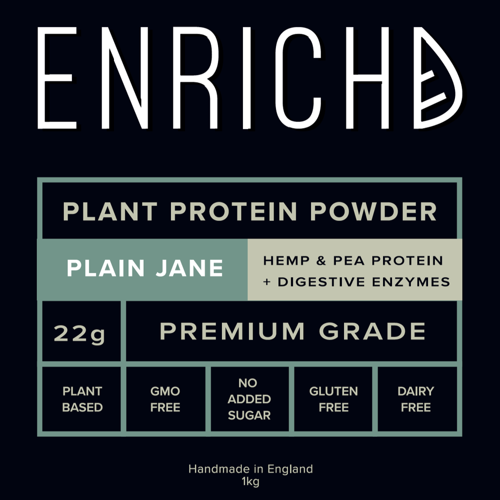 ENRICHD SUPERFOODS Protein , best tasting protein, Plain Jane, Protein, hemp, pea protein, Plant Based, Vegan, gluten free, dairy free, gmo free, protein powder